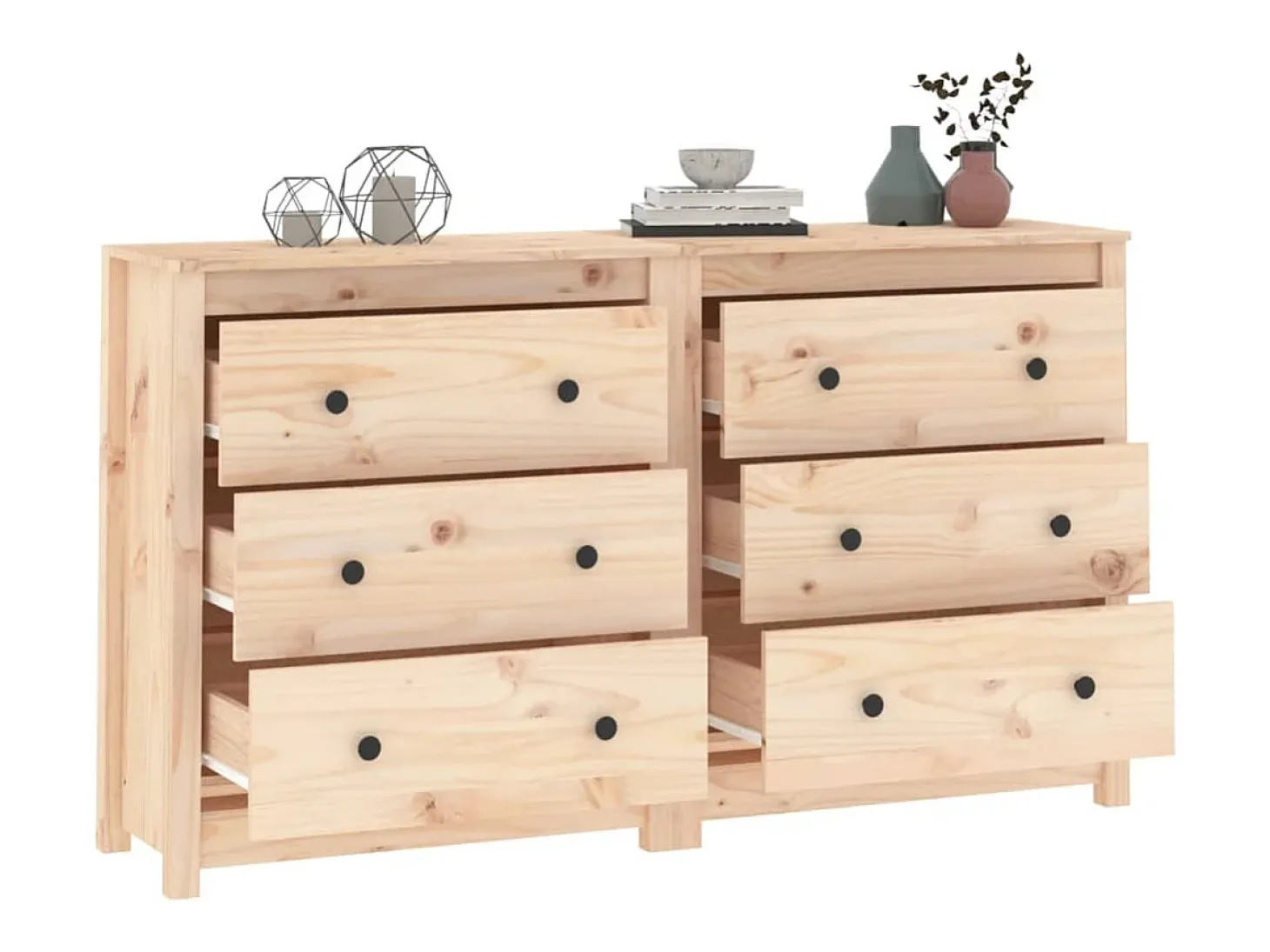 Aparador de madera maciza de pino 140x35x80 cm