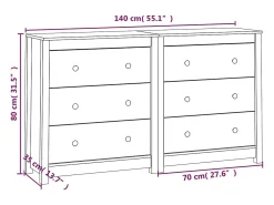 Aparador de madera maciza de pino 140x35x80 cm