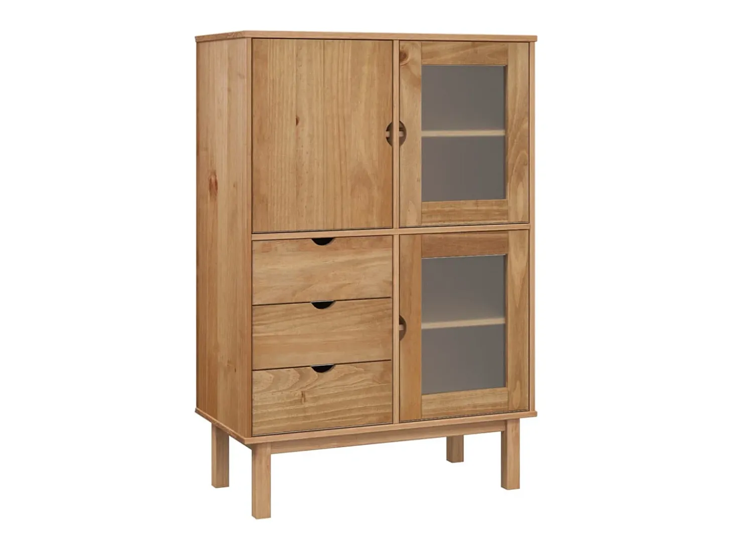 Aparador de madera maciza de pino 85x43x125 cm