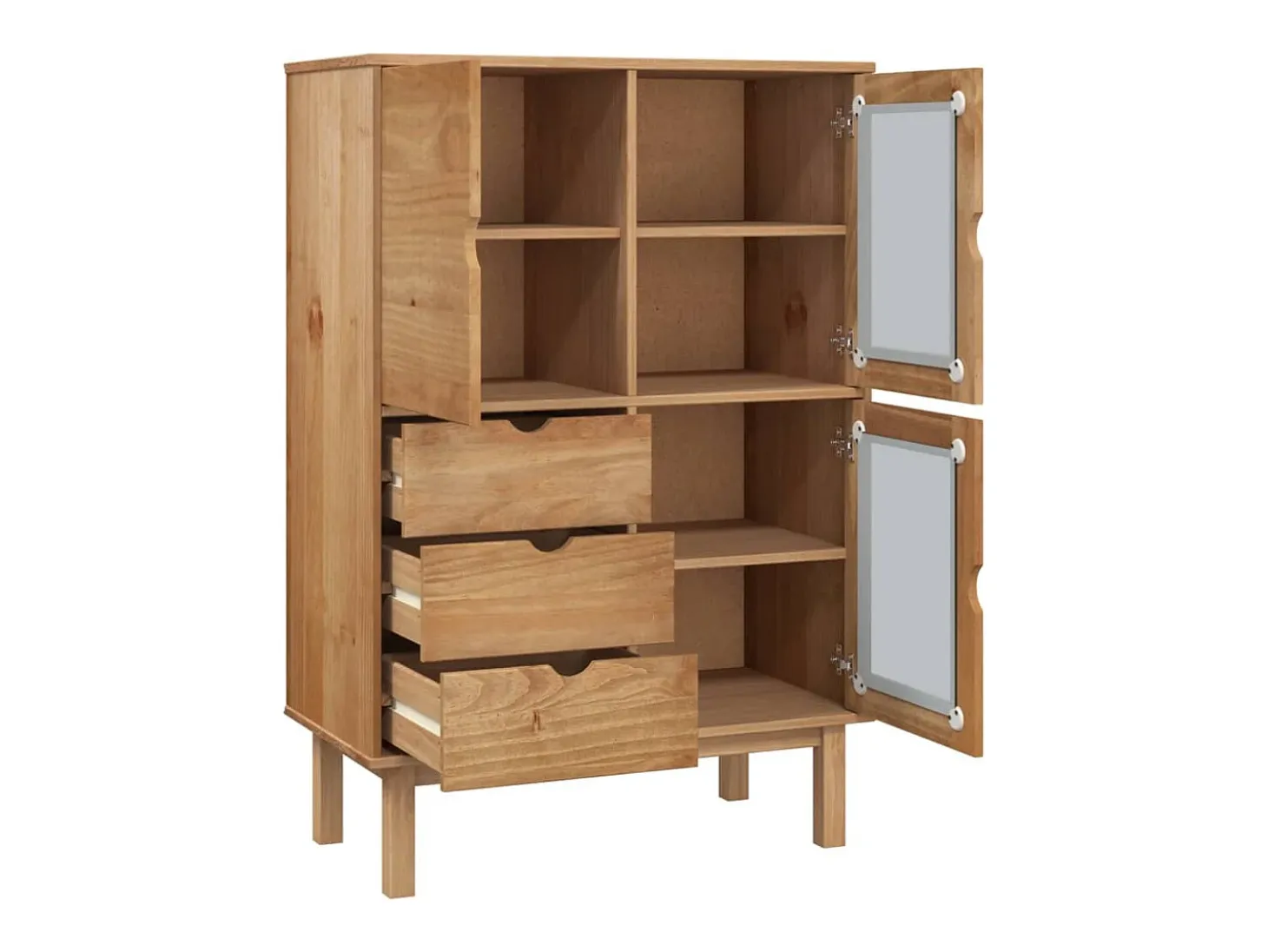 Aparador de madera maciza de pino 85x43x125 cm