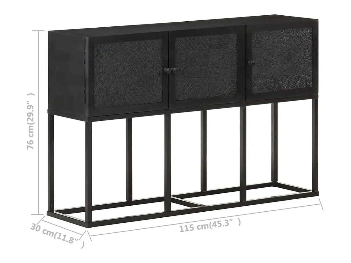 Aparador de madera maciza de mango 115x30x76 cm