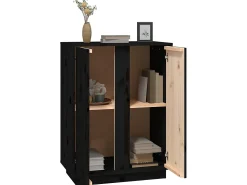 Aparador de madera maciza de pino negro 60x35x80 cm ES69985
