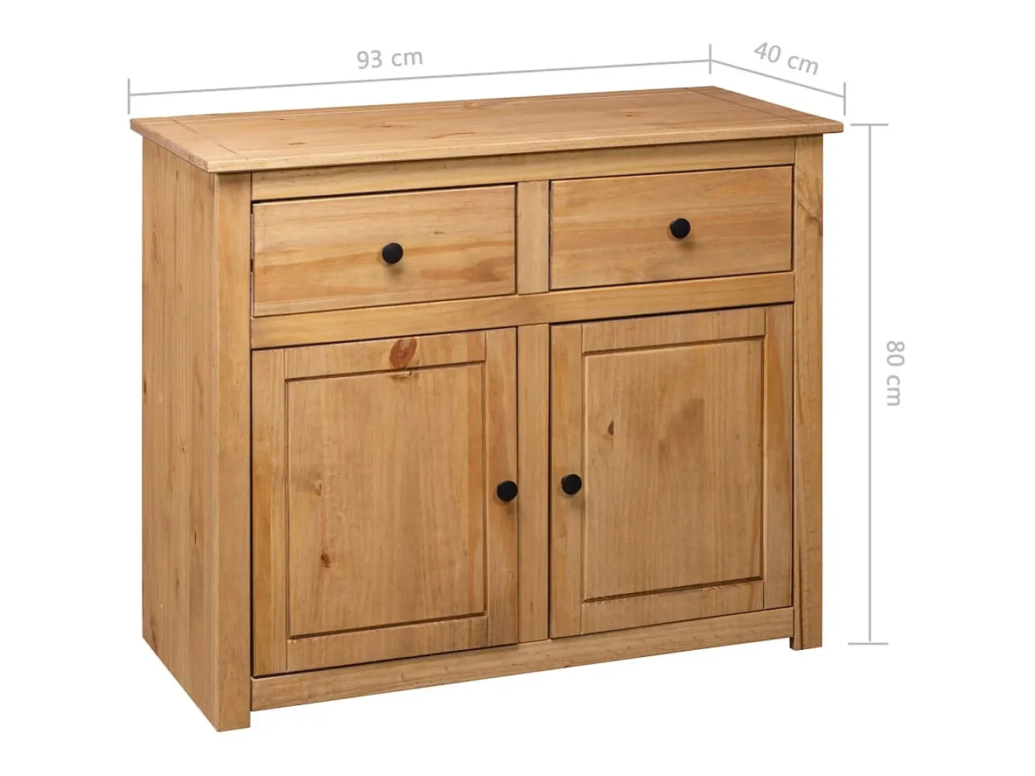 Aparador de madera maciza de pino estilo Panamá 93x40x80 cm