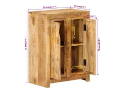 Aparador de madera maciza de mango 55x33x75 cm