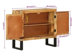 Aparador de madera maciza de mango y metal 80x30x71 cm