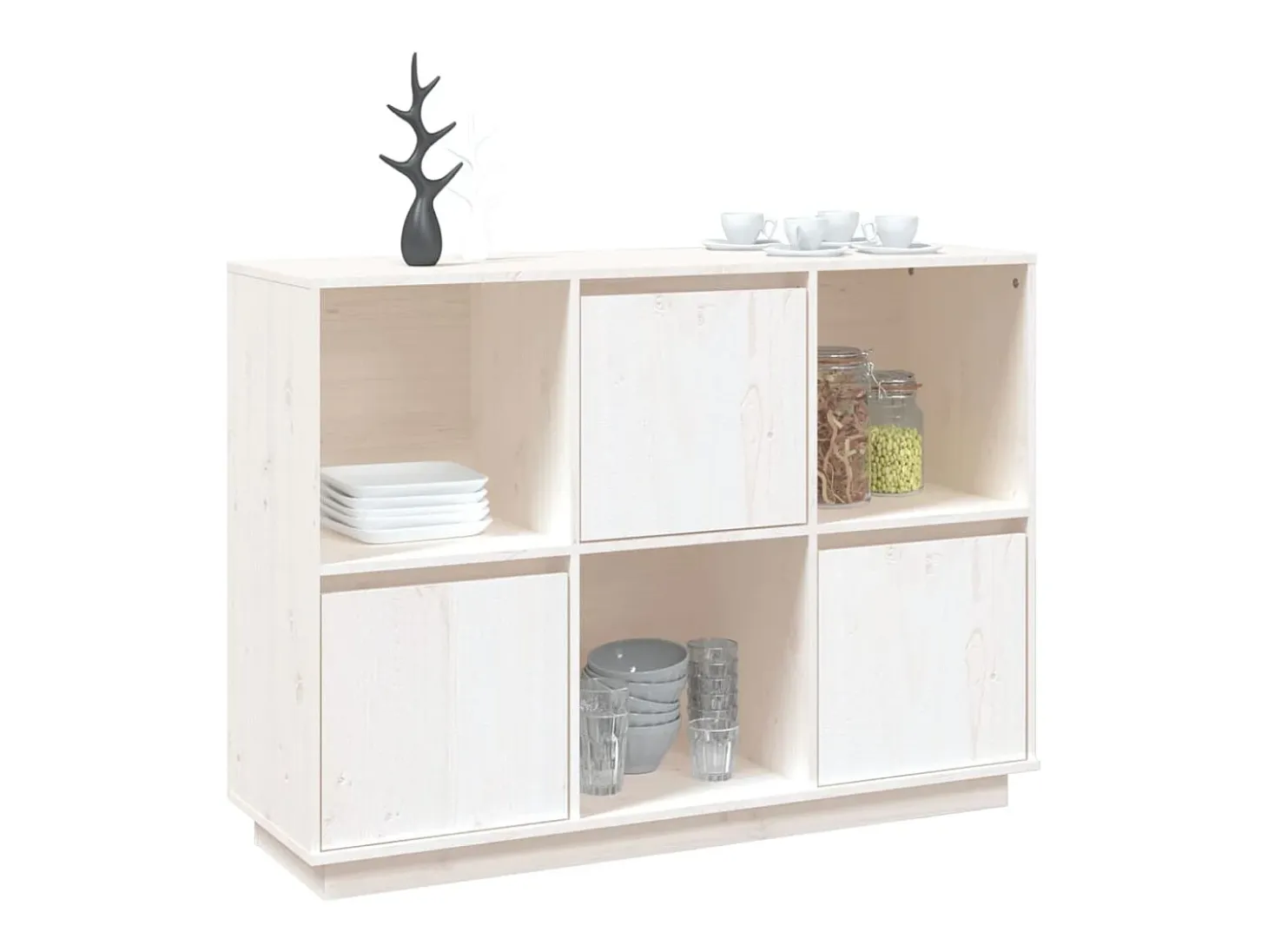 Aparador de madera maciza de pino blanco 110,5x35x80 cm