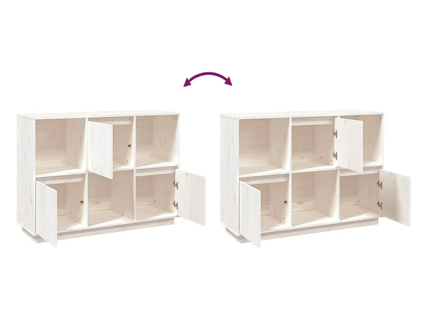 Aparador de madera maciza de pino blanco 110,5x35x80 cm