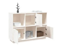 Aparador de madera maciza de pino blanco 110,5x35x80 cm