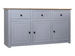 Aparador de madera maciza pino estilo Panamá gris 135x40x80 cm