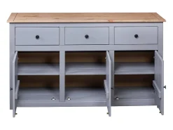 Aparador de madera maciza pino estilo Panamá gris 135x40x80 cm
