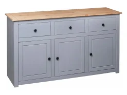 Aparador de madera maciza pino estilo Panamá gris 135x40x80 cm