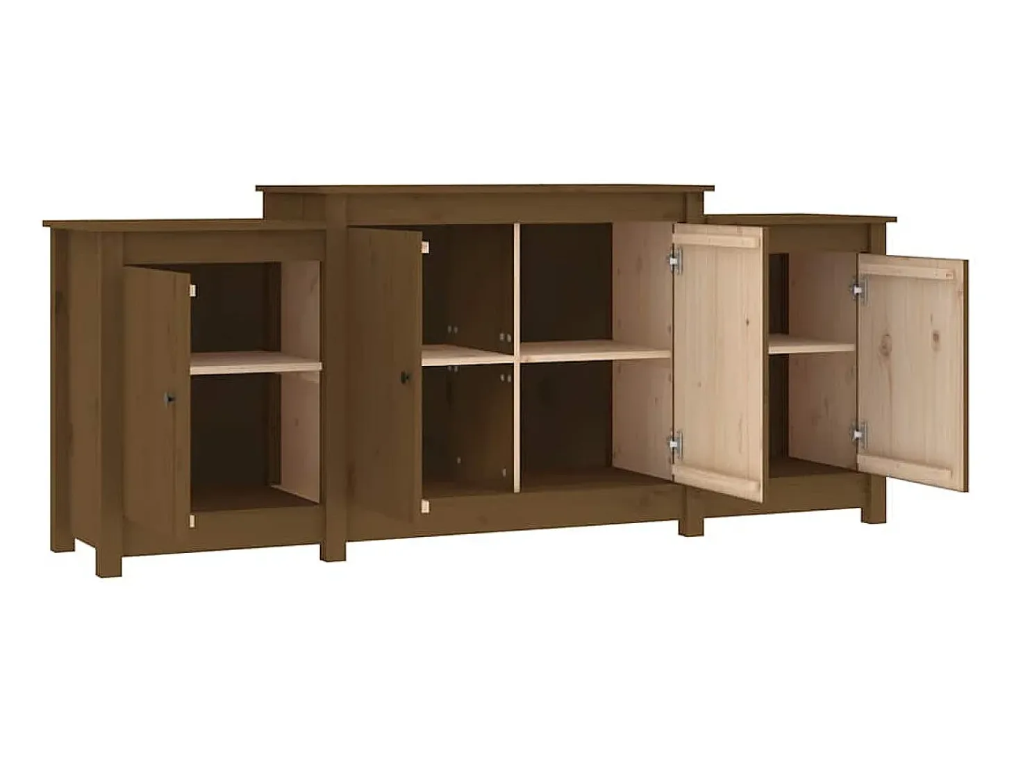 Aparador de madera maciza de pino marrón miel 164x37x68 cm