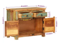 Aparador de madera maciza reciclada 68x35x55 cm