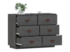 Aparador de madera maciza de pino gris 100x40x75 cm