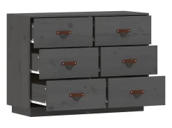 Aparador de madera maciza de pino gris 100x40x75 cm