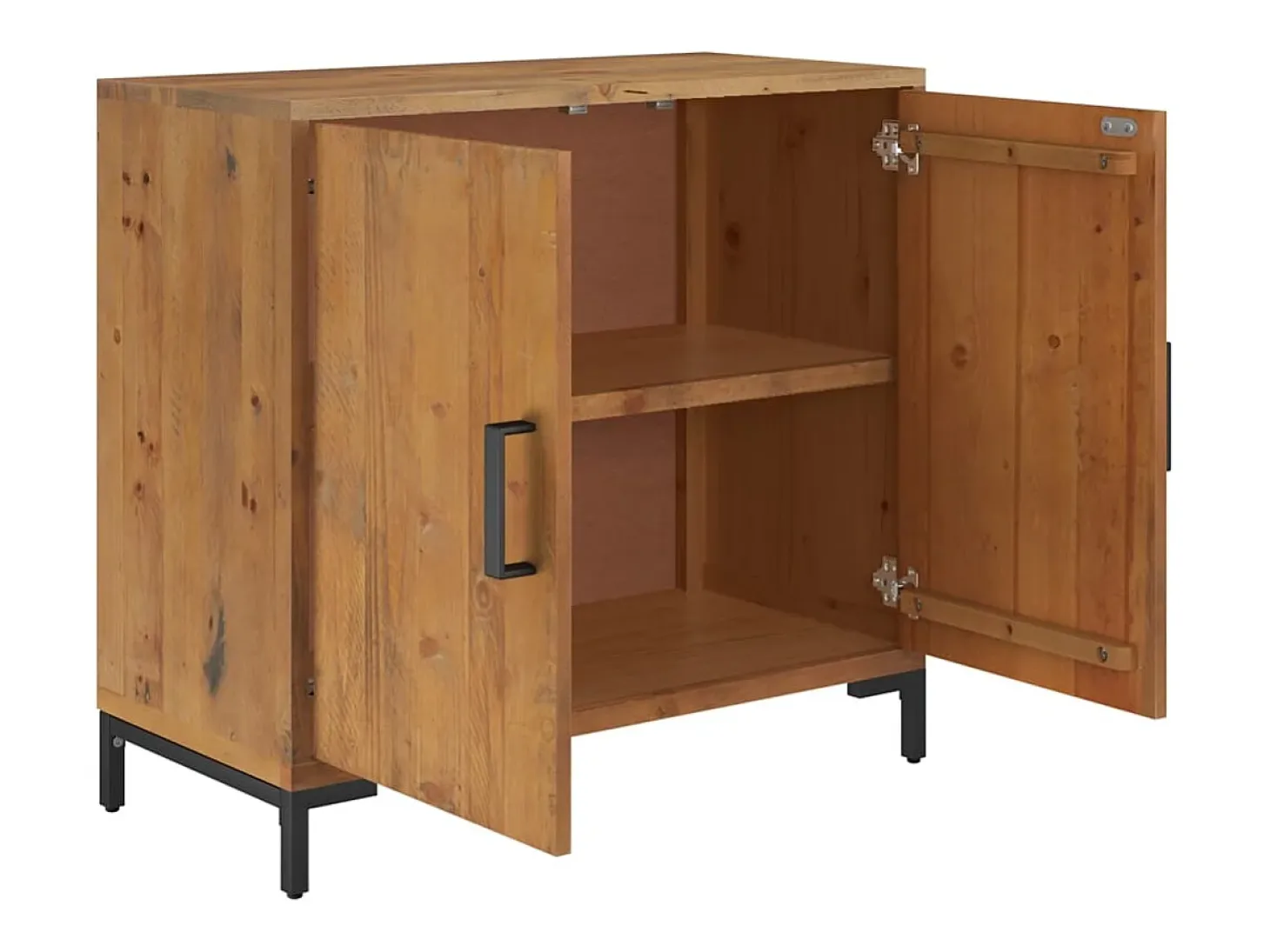 Aparador de madera maciza de pino marrón 75x35x70 cm
