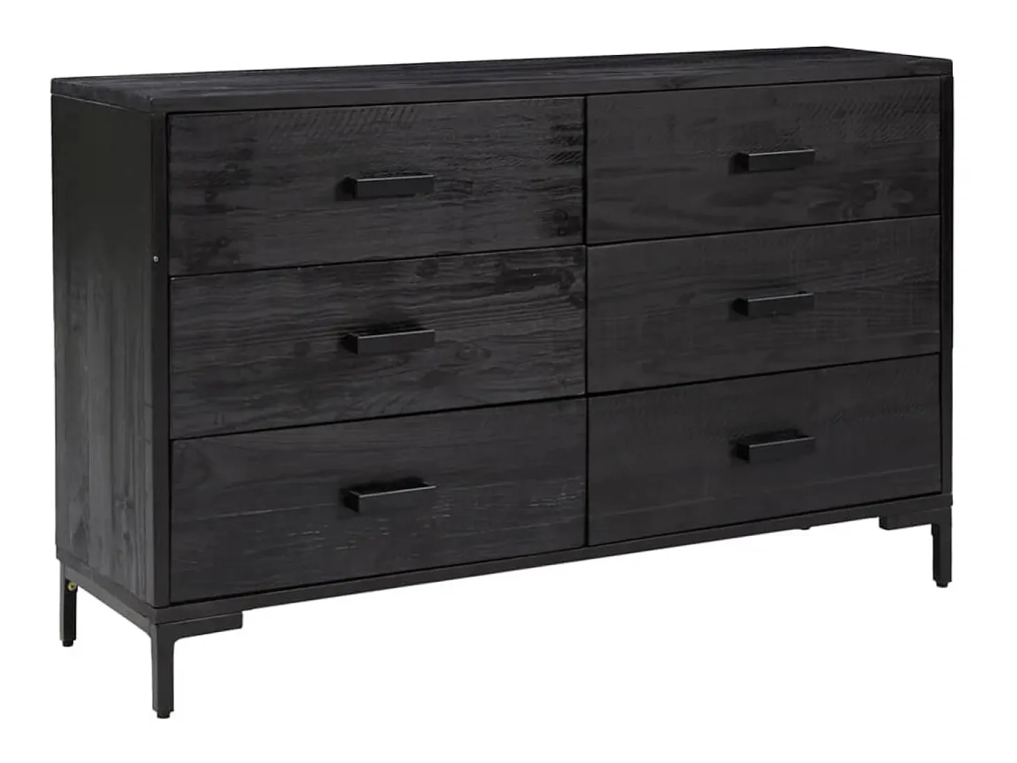 Aparador de madera maciza de pino negro 110x35x70 cm ES63702