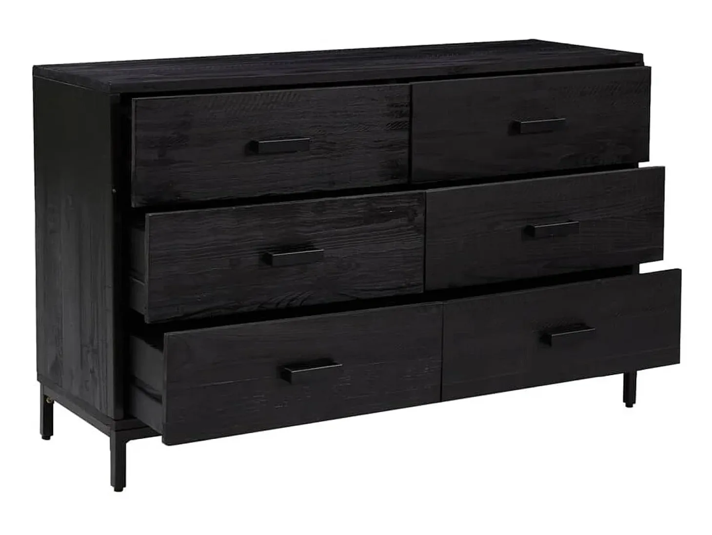 Aparador de madera maciza de pino negro 110x35x70 cm ES63702