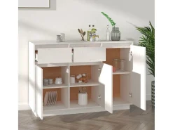 Aparador de madera maciza de pino blanco 110x34x75 cm