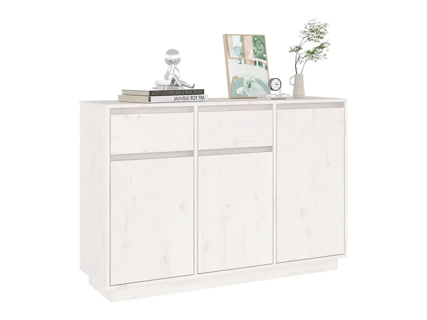 Aparador de madera maciza de pino blanco 110x34x75 cm