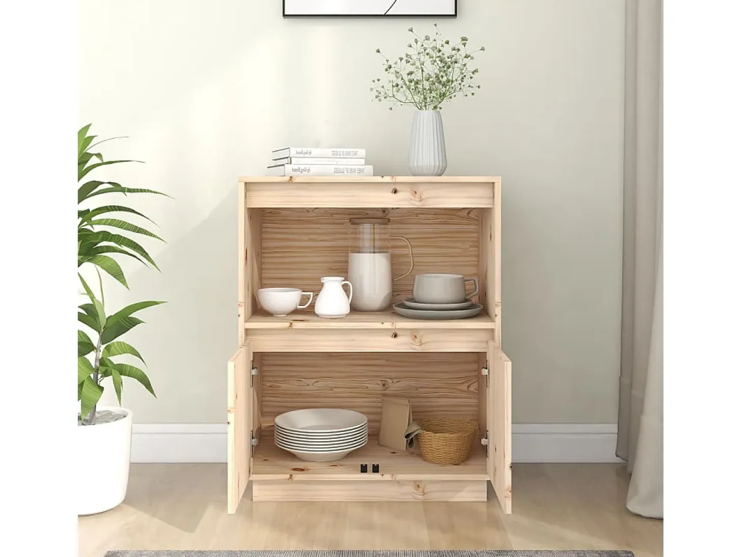 Aparador de madera maciza de pino 60x34x75 cm ES49978
