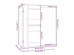 Aparador de madera maciza de pino blanco 60x34x75 cm
