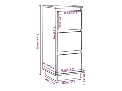 Aparador de madera maciza de pino blanco 32x34x75 cm