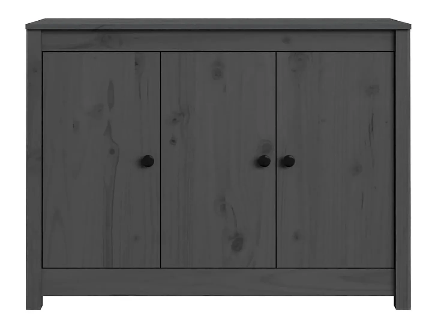 Aparador de madera maciza de pino gris 100x35x74 cm