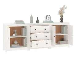 Aparador de madera maciza de pino blanco 210x35x80 cm