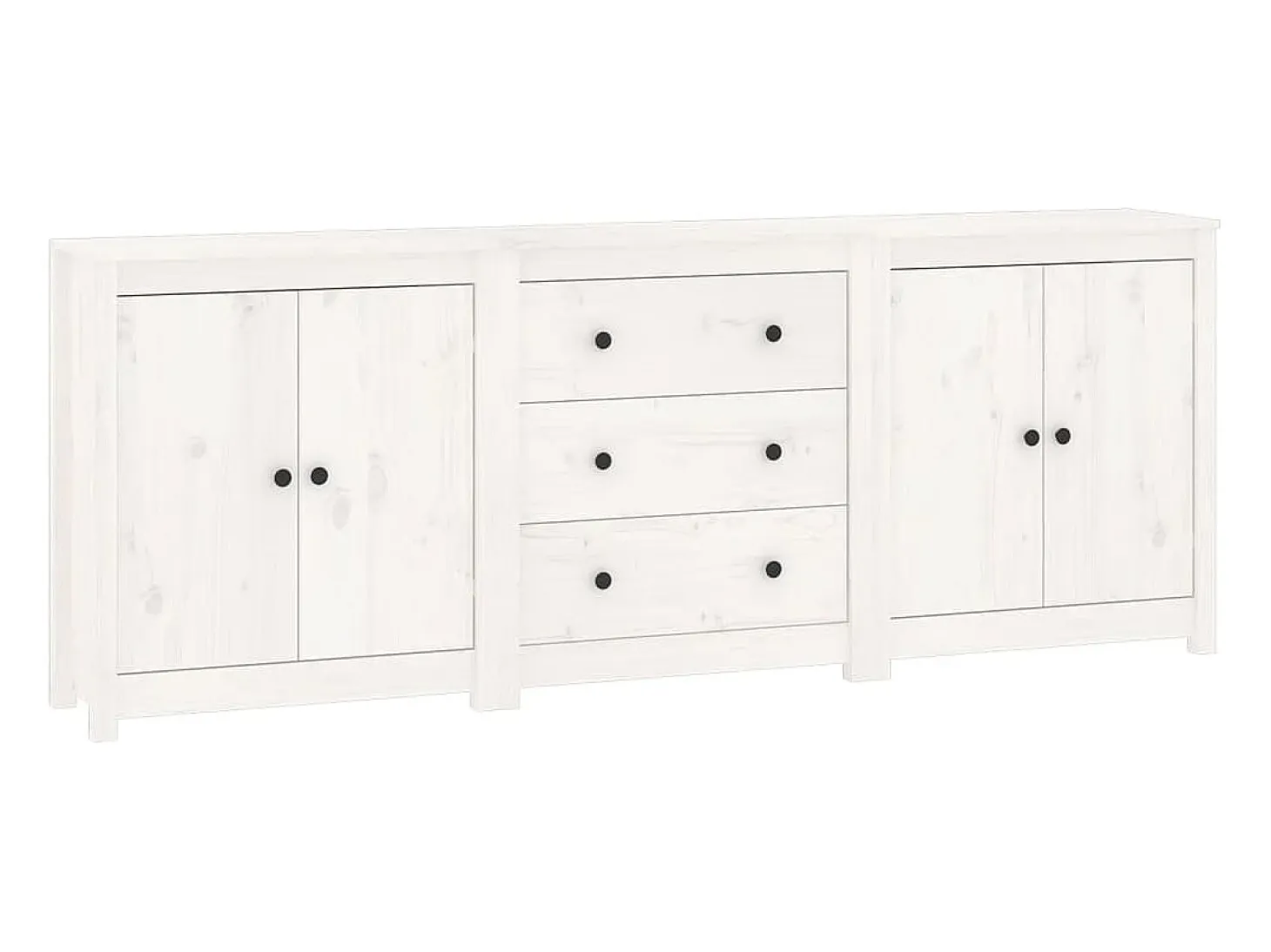 Aparador de madera maciza de pino blanco 210x35x80 cm