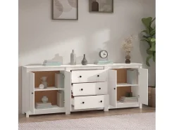 Aparador de madera maciza de pino blanco 210x35x80 cm