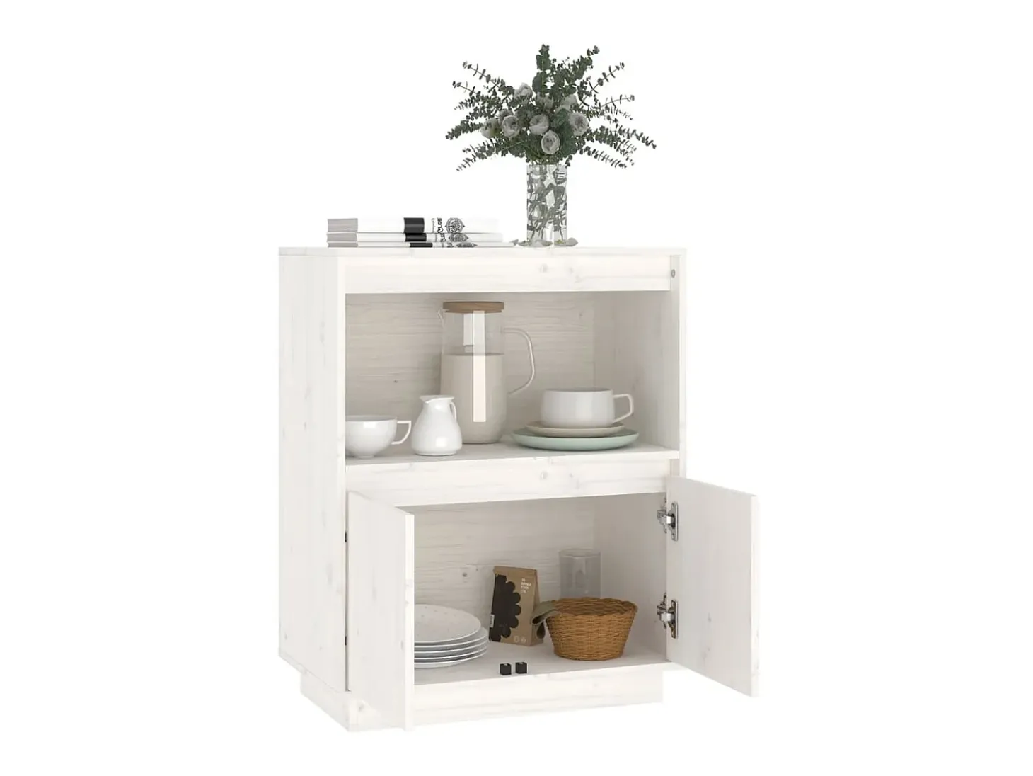 Aparador de madera maciza de pino blanco 60x34x75 cm ES65254