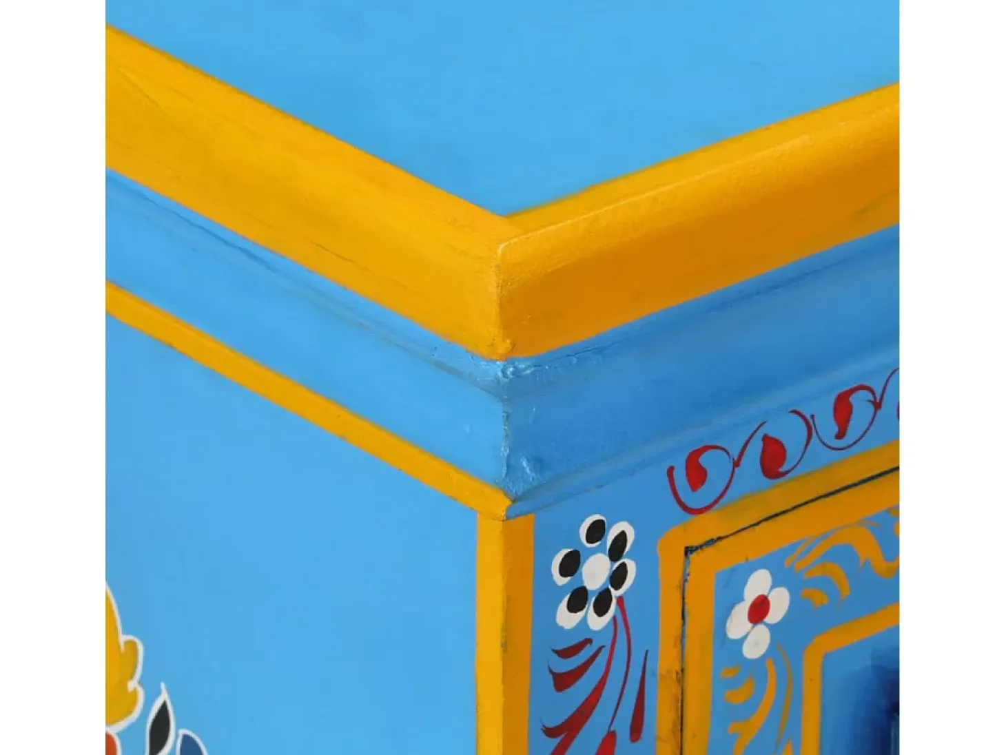 Aparador de madera maciza de mango turquesa pintado a mano