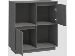 Aparador de madera maciza de pino gris 74x35x80 cm