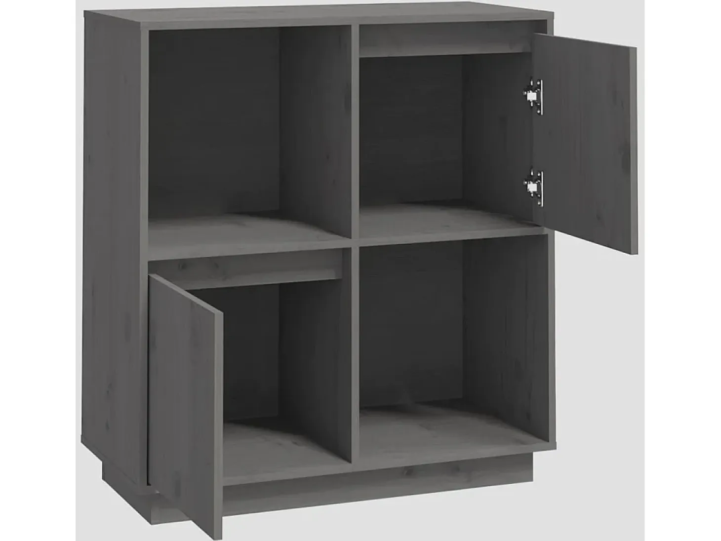 Aparador de madera maciza de pino gris 74x35x80 cm