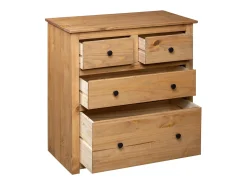 Aparador de madera maciza de pino estilo Panamá 80x40x83 cm ES83444
