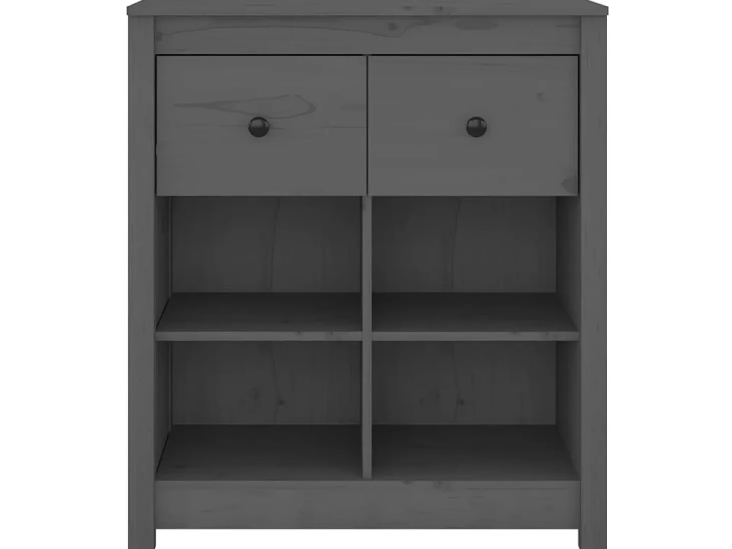 Aparador de madera maciza de pino gris 70x35x80 cm ES16579