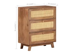 Aparador de madera maciza de mango 61x35x76 cm