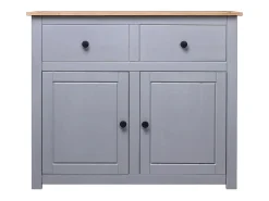 Aparador de madera maciza pino estilo Panamá gris 93x40x80 cm
