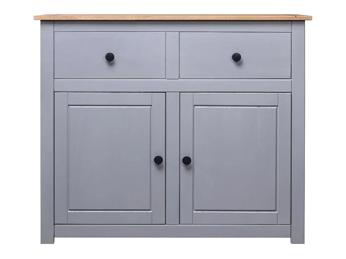Aparador de madera maciza pino estilo Panamá gris 93x40x80 cm
