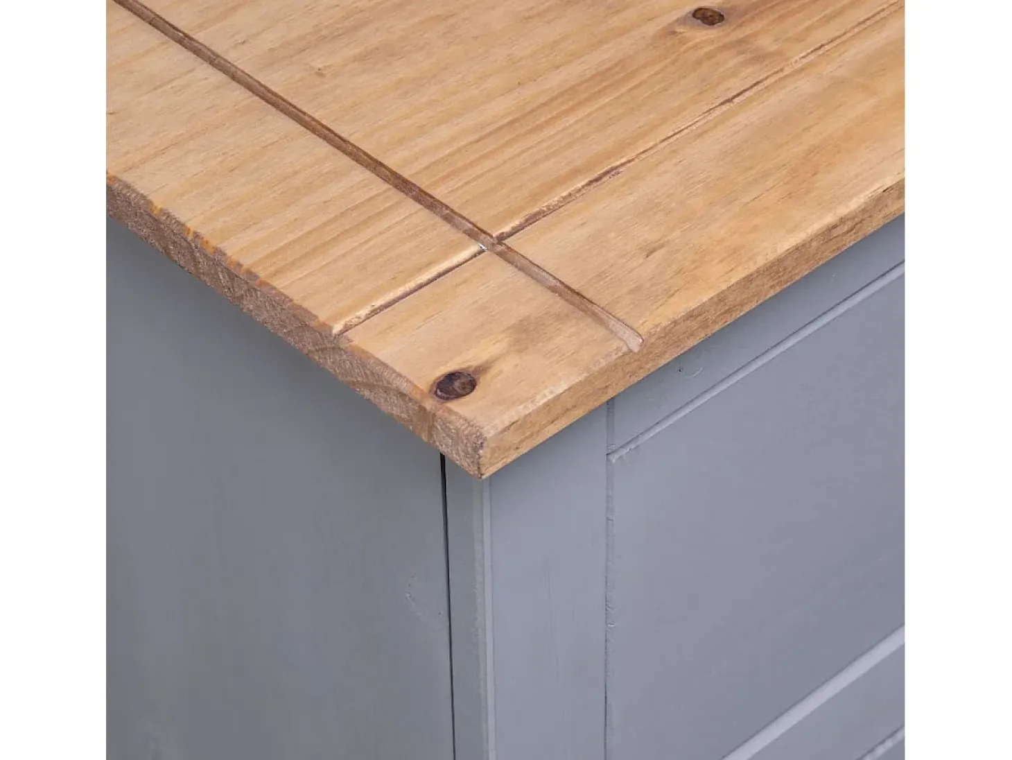Aparador de madera maciza pino estilo Panamá gris 93x40x80 cm