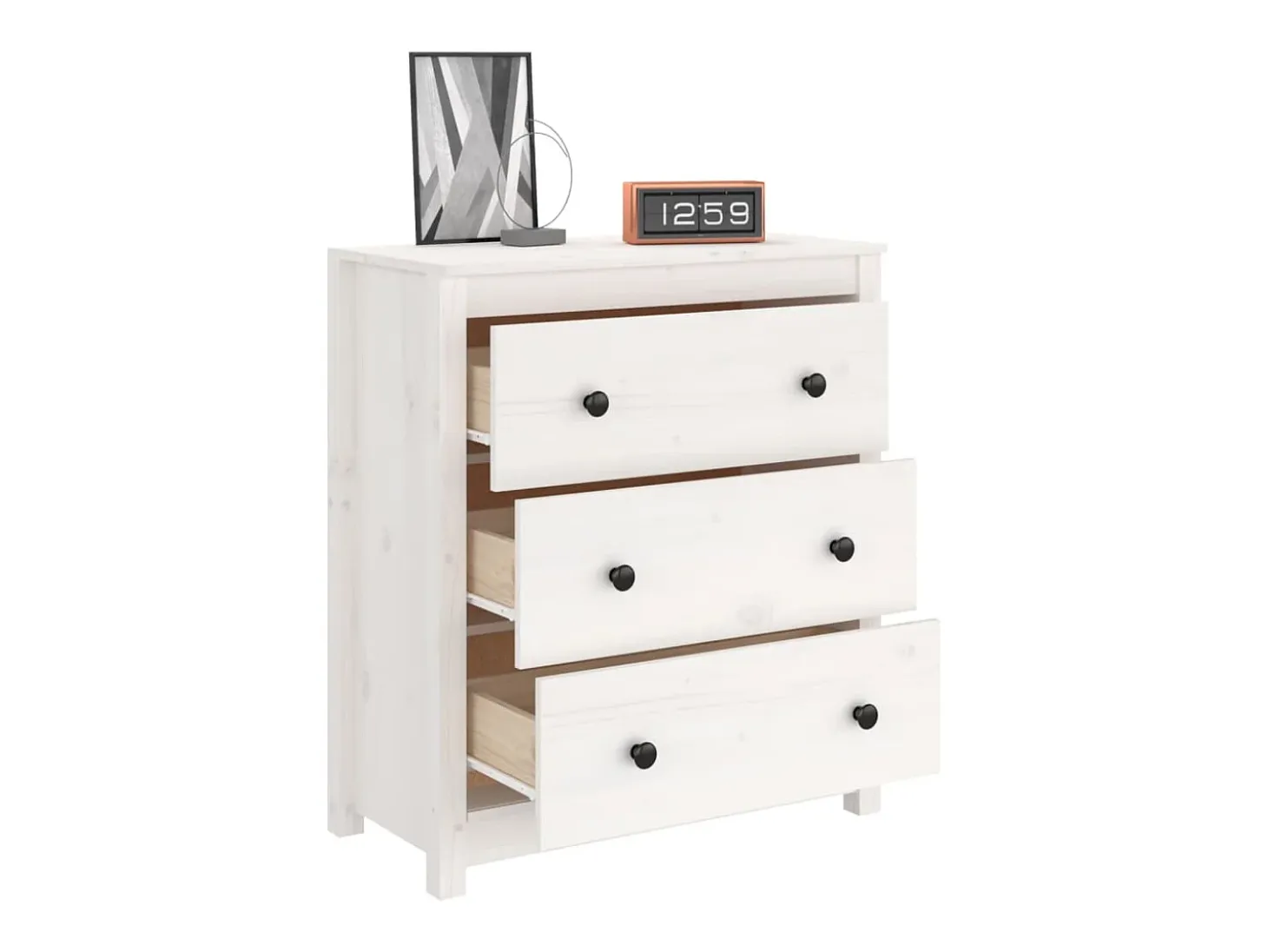 Aparador de madera maciza de pino blanco 70x35x80 cm