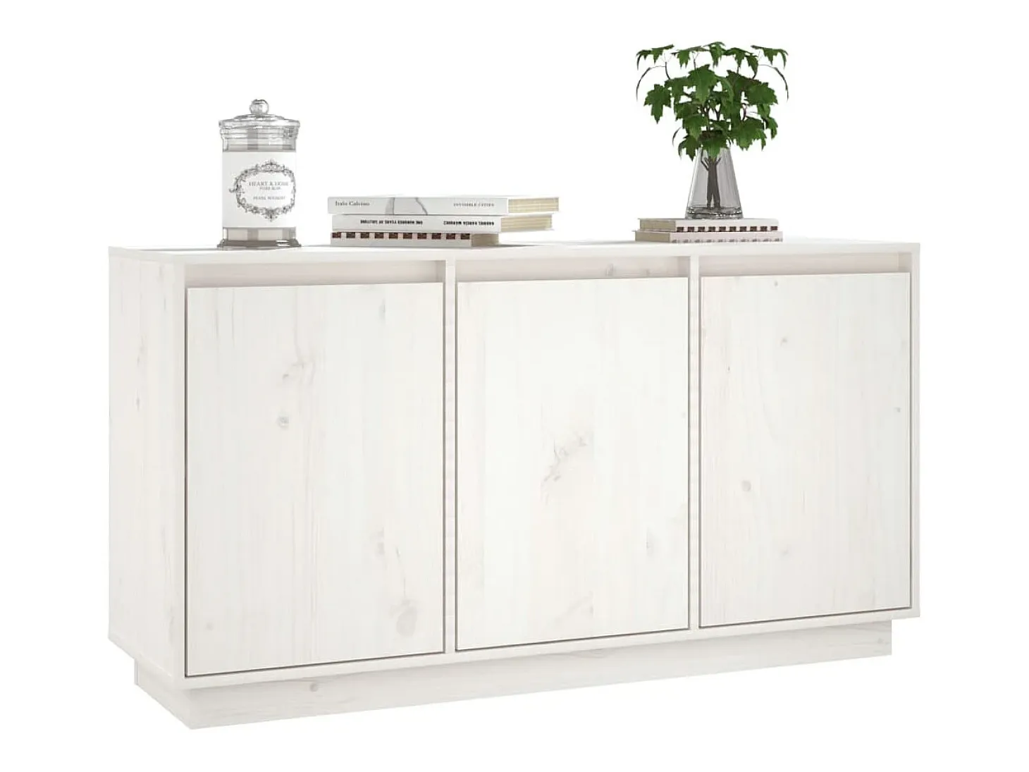 Aparador de madera maciza de pino blanco 111x34x60 cm