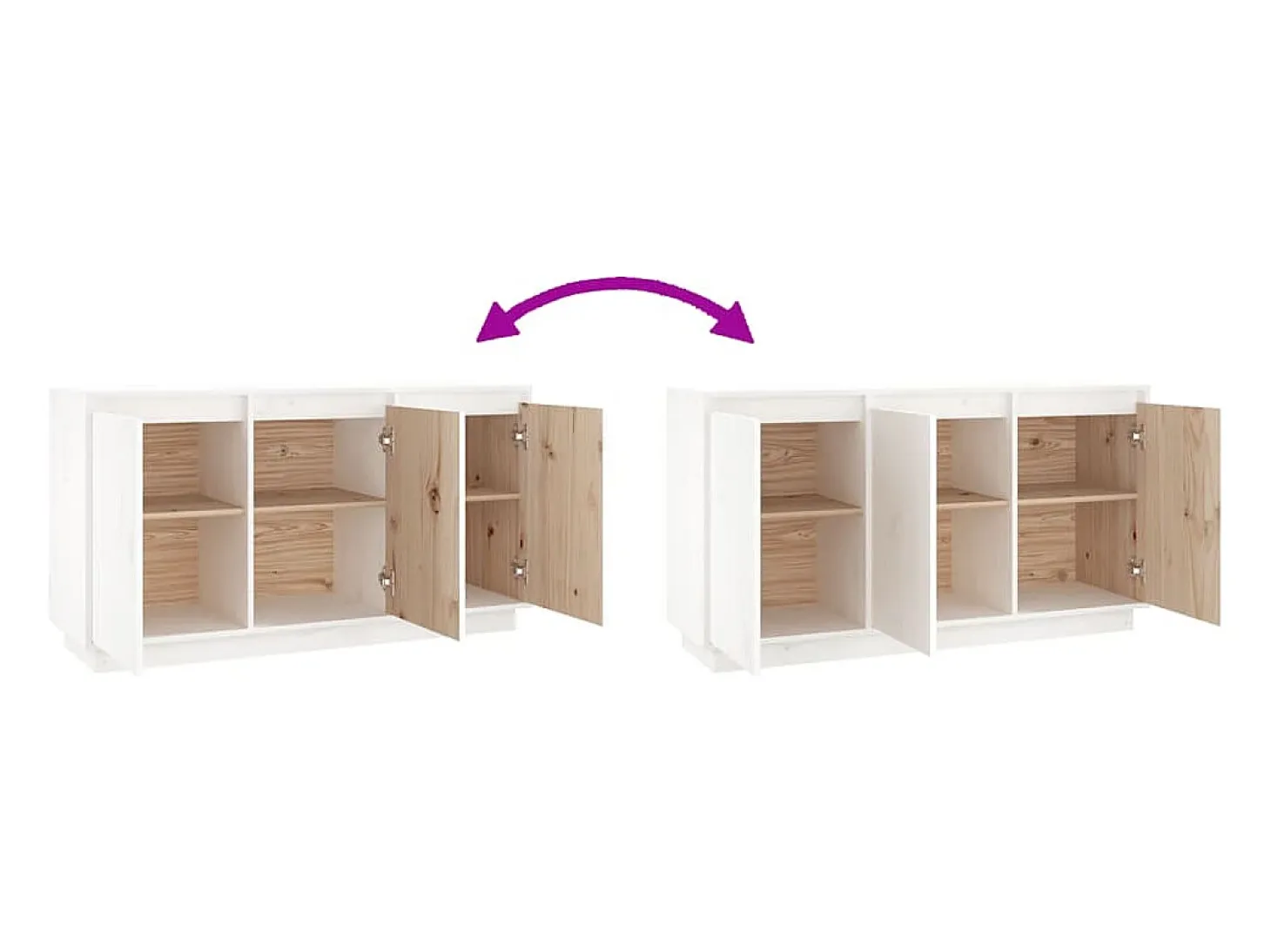 Aparador de madera maciza de pino blanco 111x34x60 cm