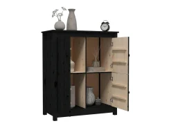 Aparador de madera maciza de pino negro 83x41,5x100 cm