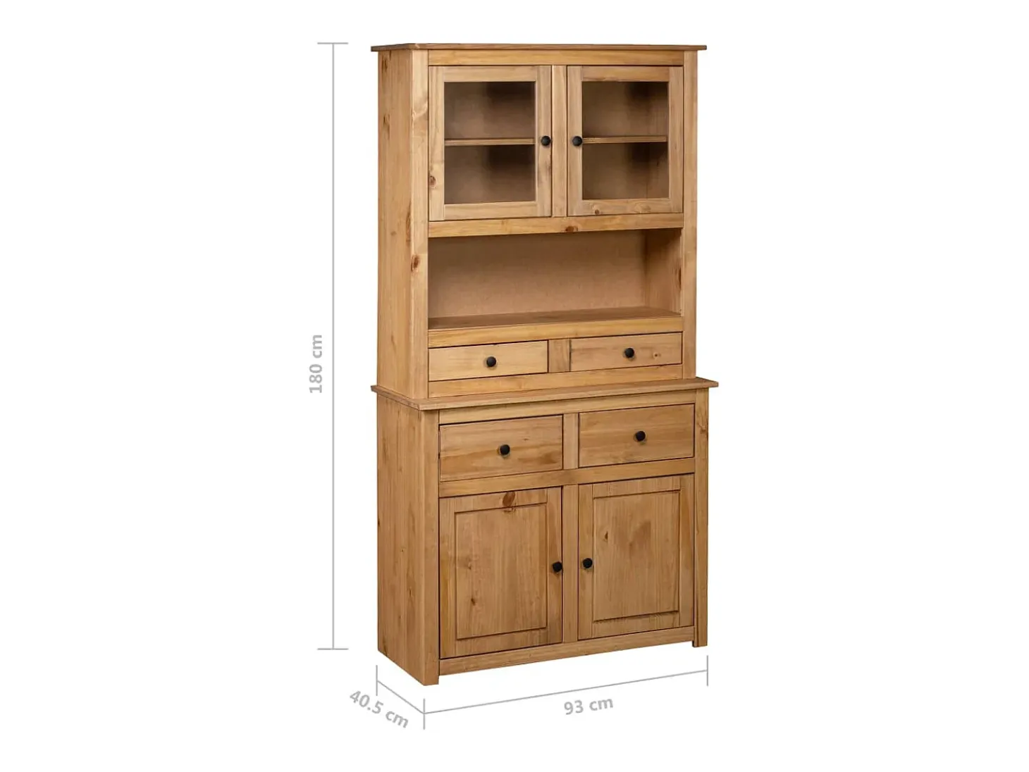 Aparador de madera maciza de pino estilo Panamá 93x40,5x180 cm