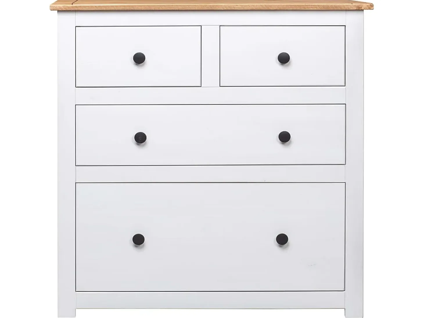 Aparador de madera maciza pino estilo Panamá blanco 80x40x83 cm ES18760