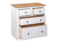 Aparador de madera maciza pino estilo Panamá blanco 80x40x83 cm ES18760