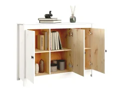 Aparador de madera maciza de pino blanco 100x35x74 cm ES64992