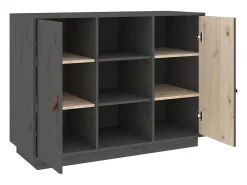 Aparador de madera maciza de pino gris 100x40x75 cm